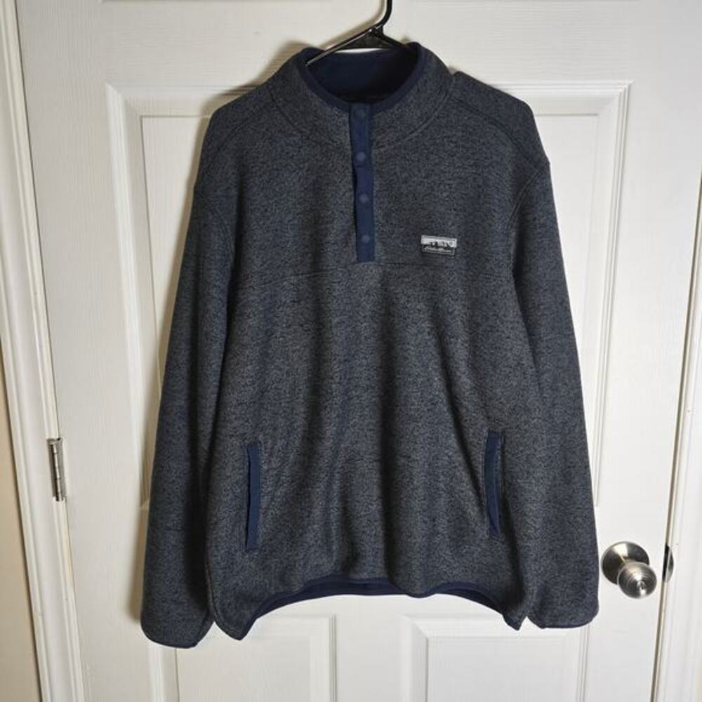 Eddie Bauer Pullover-Gray/Blue-Men's L‎